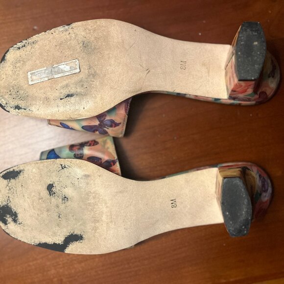 Vintage Y2K Lenticular Rainbow Butterfly Rose Floral Heels - Picture 8 of 10